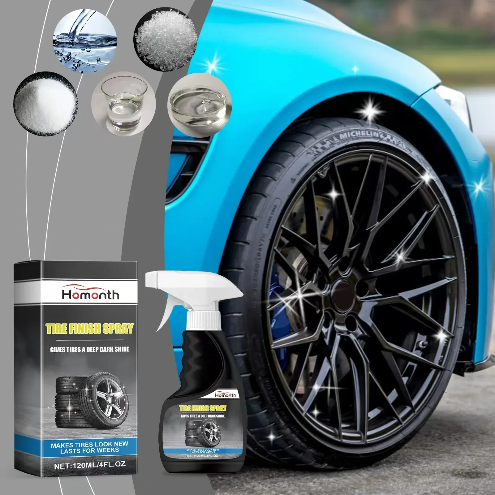 Car Tire Shine Spray Tyre Gloss Rubber Wheel Refurbishing Agent Coating Polishing Brightener Protection Cleaner TIMILKPROT