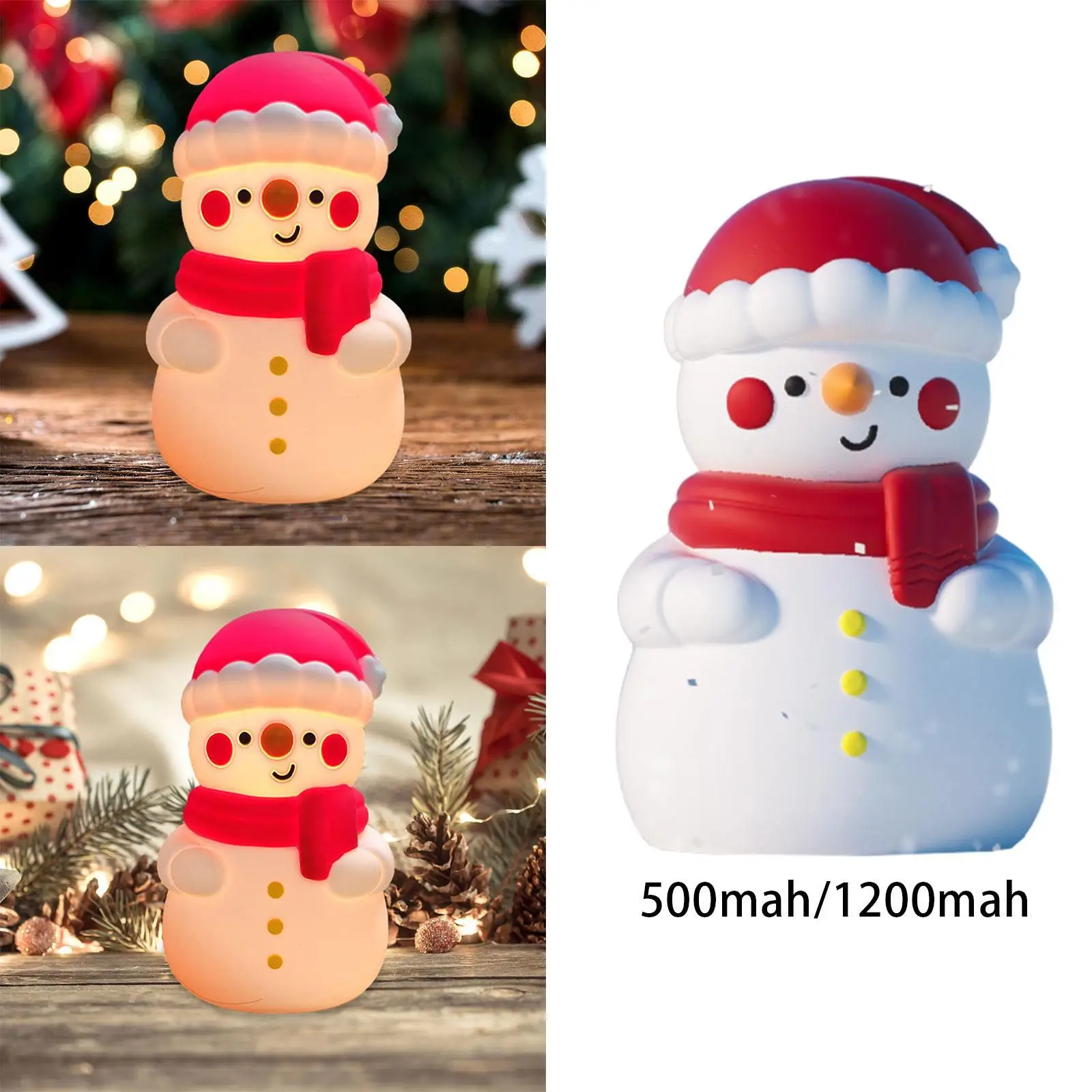 Snowman Night Light Light Brightness Adjustable Sleep Lighting Silicone Bedside Lamp for Office Decorative Bedroom Desk Baby