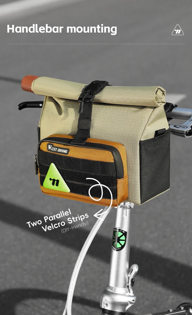 WEST BIKING Faltbare Fahrrad-Vordertasche 2-in-1 Multifunktionale Fahrradlenkertasche 3,3+0,6L Große Kapazität Werkzeugaufbewahrung Fahrradtasche – Detail 10