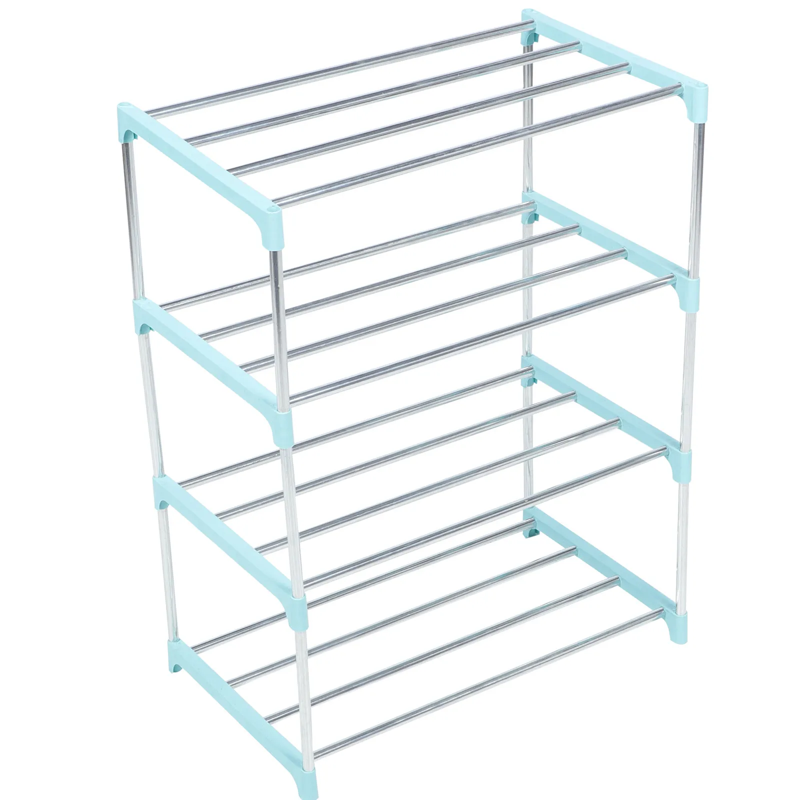 

Многоуровневая (4-ярусная) полка для обуви из нержавеющей стали: современный дизайн, органайзер для обуви с закругленными углами, нескользящая подставка для хранения обуви для домашнего использования