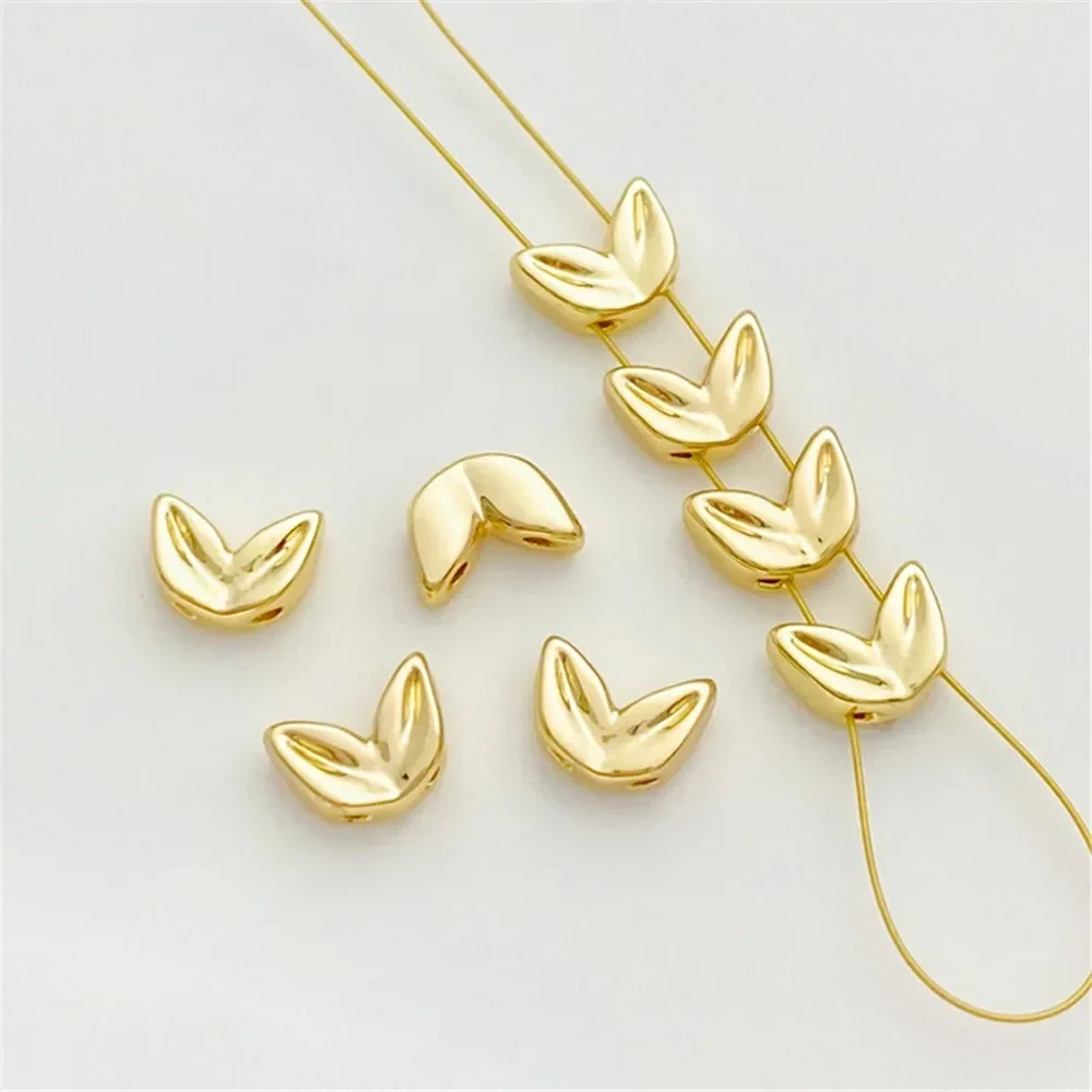 

14-каратное золото, пшеничные уши, бусины с двойными отверстиями, ручная работа, сделай сам, двухрядный жемчужный браслет, ожерелье, ювелирный материал, аксессуары