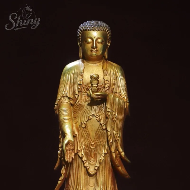 Antique Sakyamuni Buddha Statue Tibetan Buddhist Sculpture Home Altar Worship Offering Buddhist Religious Devotional Figurine