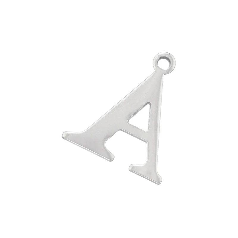 ZHUKOU stainless steel 26 letters charms for jewelry making Silver color initial charms for jewelry DIY jewelry materials VD1319