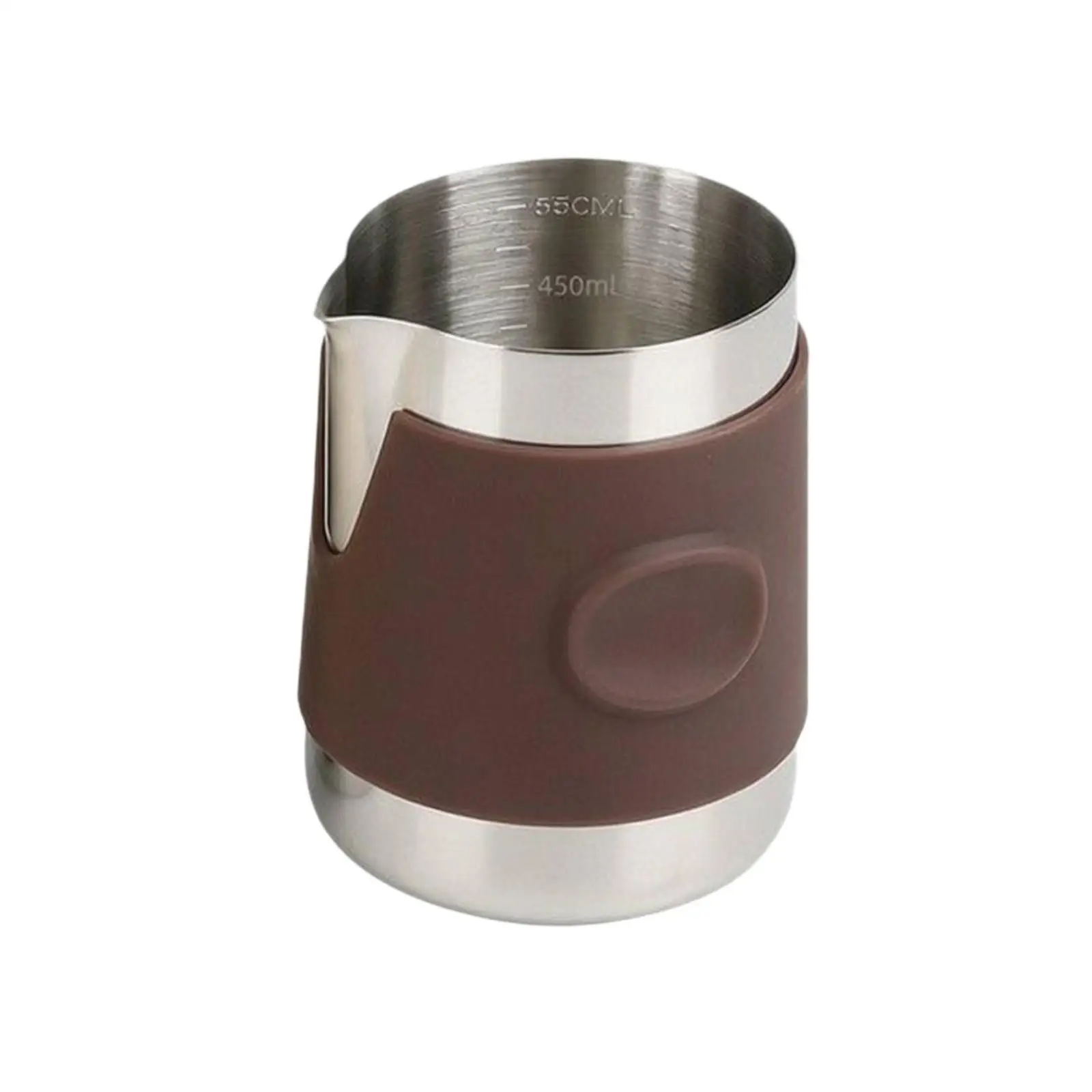 600 Ml Stainless Steel Milk Frothing Pitcher Handleless Handle-Complimentary Milk Pitcher with Silicone Sleeve Jug Food Grade