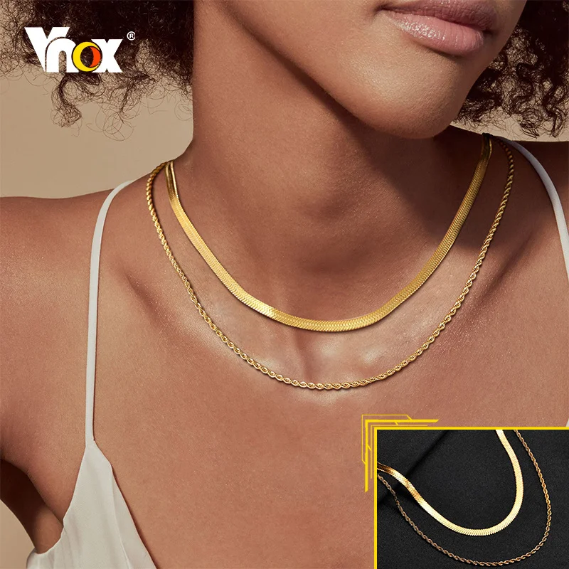 Vnox Chic Snake Chain Necklaces for Women, Simple Delicate Street Girl's Collar Jewelry,Rock Punk Multi-Layered Neck Accessory