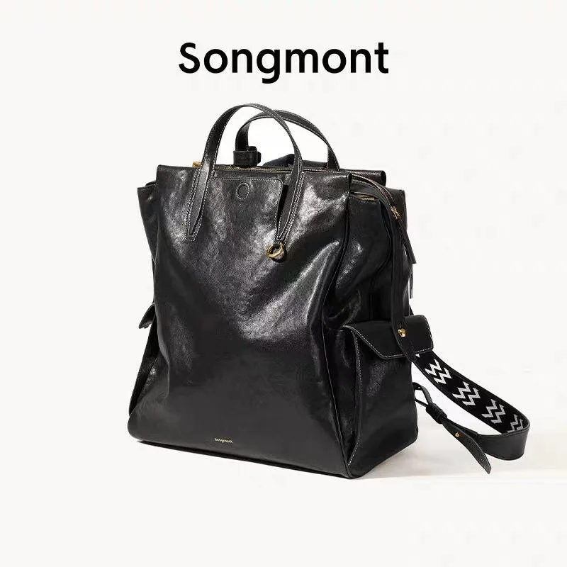 

Songmont Vintage Genuine Leather Backpack - Large Capacity 14-Inch Laptop Bag, Sophisticated & Retro Style for Commute