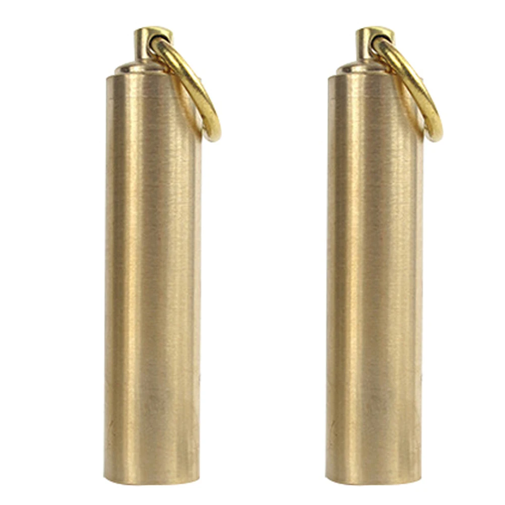 

2Pcs Waterproof Canister Keychain High Quality Brass Durable Practical Pill Bottle Holder Storage Batteries Fishing Gear