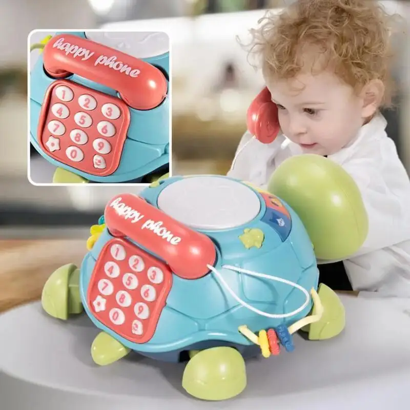 Baby Crawling Turtle Telephone Toys Music Sound Lights Story Machine Multifunctional Puzzle Education Kids 6-12 Months Gifts