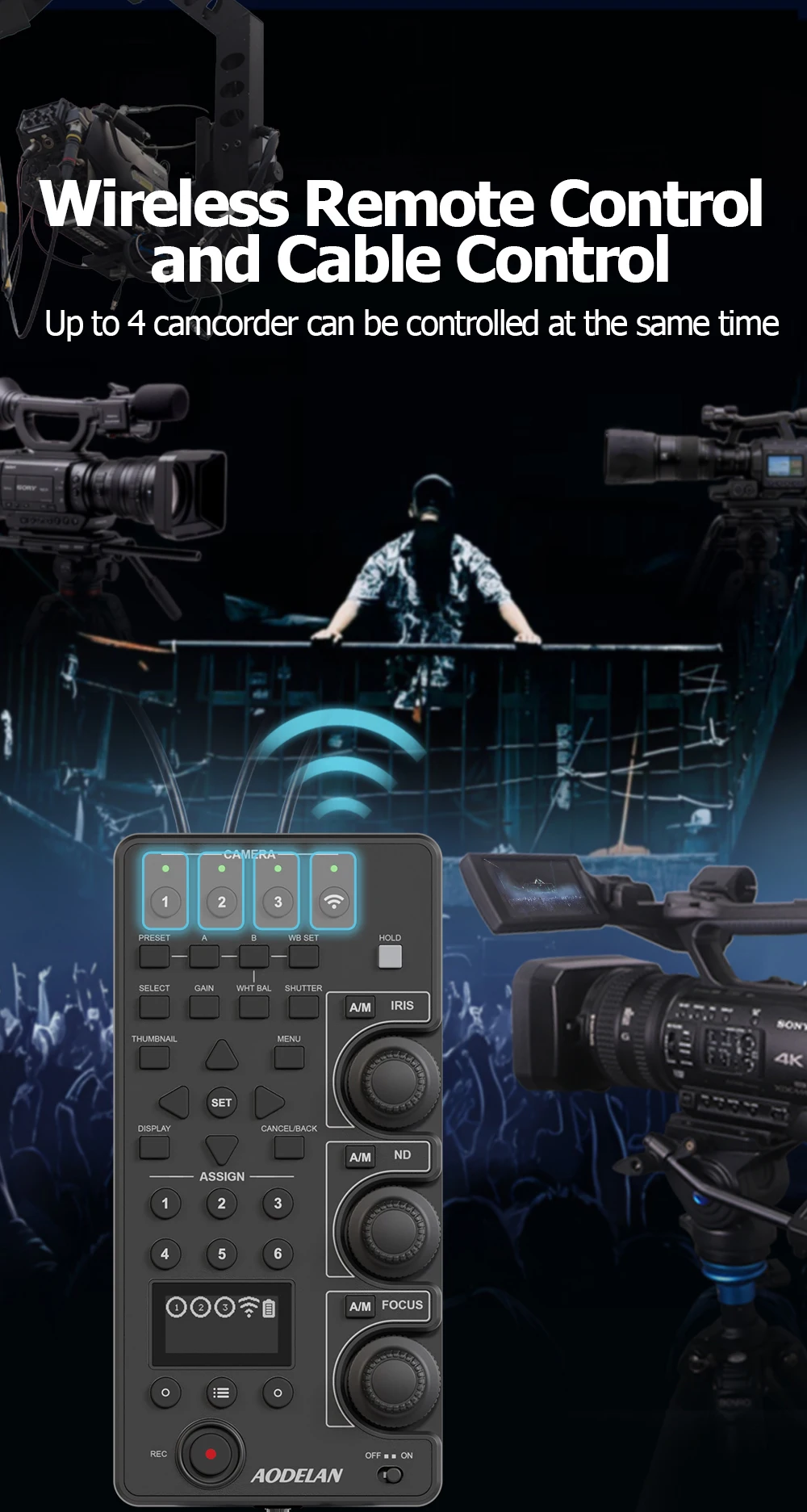 ZC-4 für Sony Camcorder Lanc Zoom Controller ersetzt Sony RM-30BP für Videozoom, Fokus, IRIS, Aufnahme, ND, Weißabgleich – Detail 9