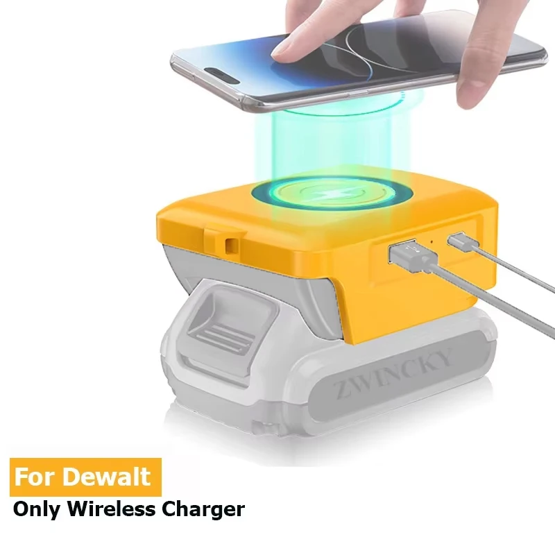 

Cordless Wireless Charging for Cell Phones Compatible for Dewal，18V Lithium Battery USB Charger Adapter for Samsung for Androi