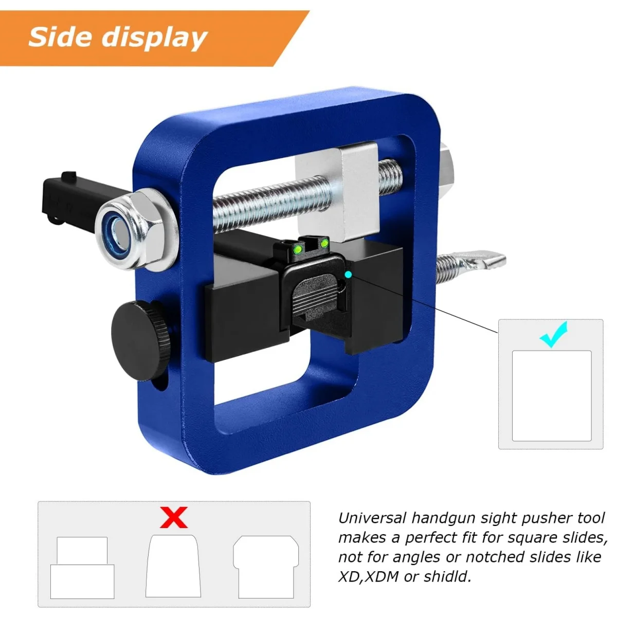 Universal Handgun Sight Pusher Tool for 1911, Glock, Shield, Sig and Others, Sight Bead Disassembly Tool with Optional Tapered/S