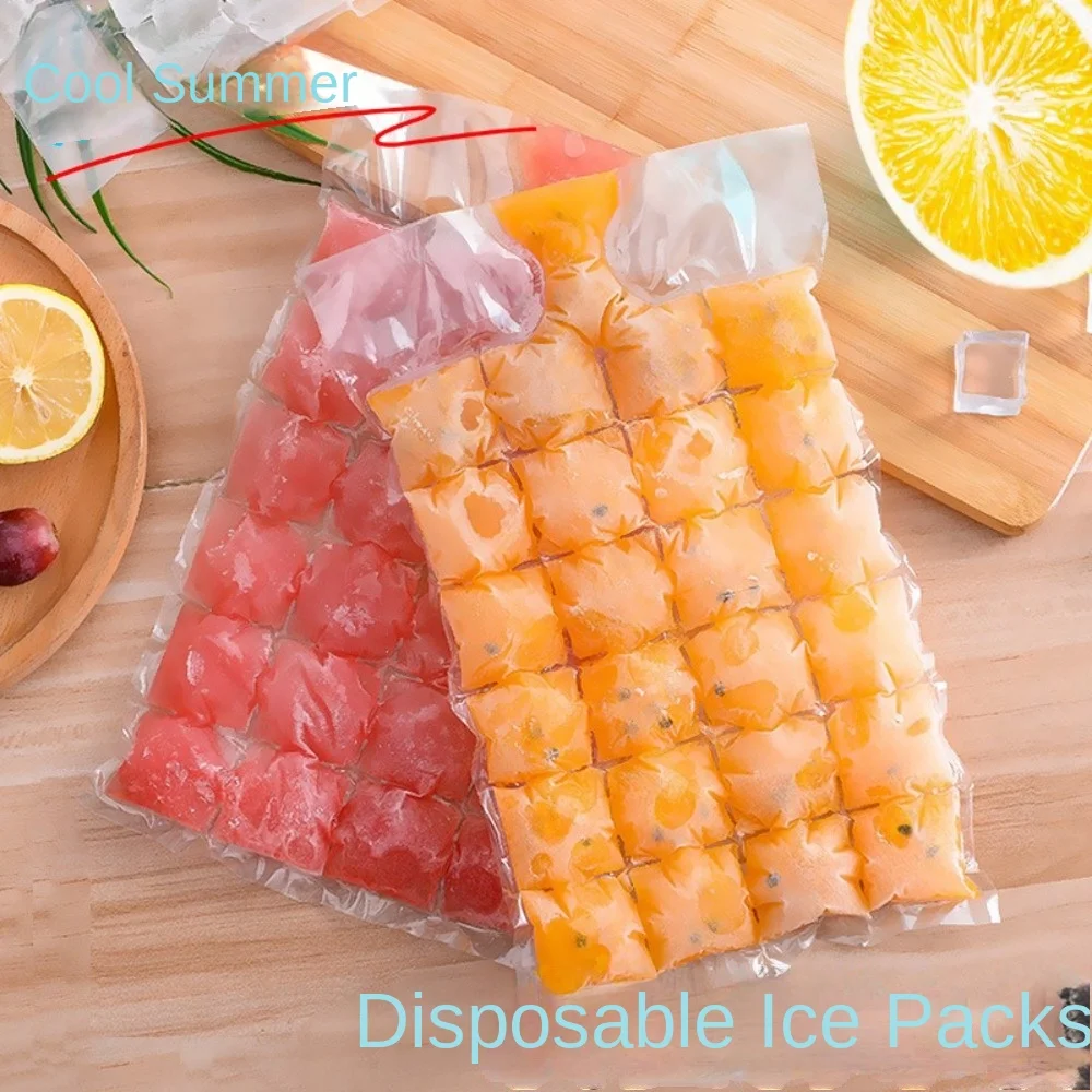 10PCS Portable Disposable Ice-making Bags Transparent Lattice Faster Freezing Ice Maker Edible Frozen Self-Seal Ice Cube Bags