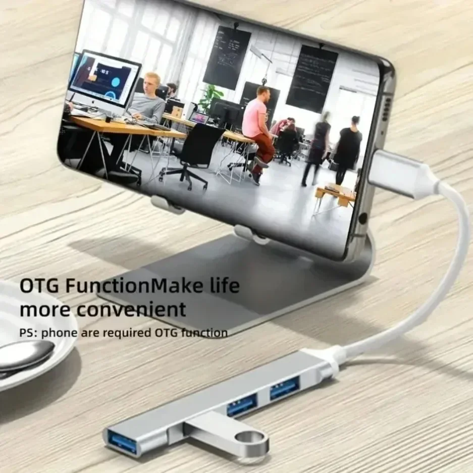 USB 3.0 Hub 4 Port Aluminum Ultra Slim Splitter High Speed for Laptop Notebook Desktop PC Multiple Devices Expander