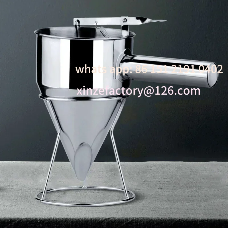 Customizable Cone Stainless Steel Pancake Batter Removable Dispenser Funnels with Stand Great for Cupcakes Takoyaki B