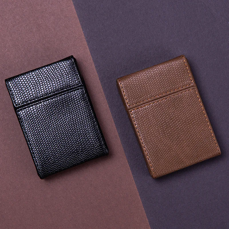 JINXINGCHENG 20 Holes Anti-break Holder Magnet Flip-top Case Leather Cigarette Box Business Pouch Smoking Accessories