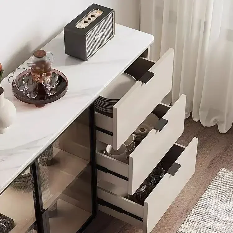 

Glass Door Wooden Drawer Storage Large Capacity Sideboard