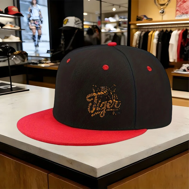 1pc Men' & Women' Tiger Print Baseball Cap - Adjustable Breathable Flat Brim Hat with Tiger Design, Suitable for Urban Streetwea