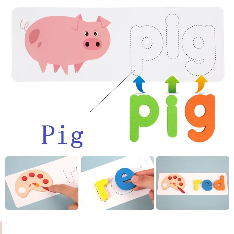 Nuevos juguetes de madera 26 alfabeto inglés, práctica de ortografía, Educación Temprana, tarjeta cognitiva, juguete, juego de palabras de hechizo, regalo para niños