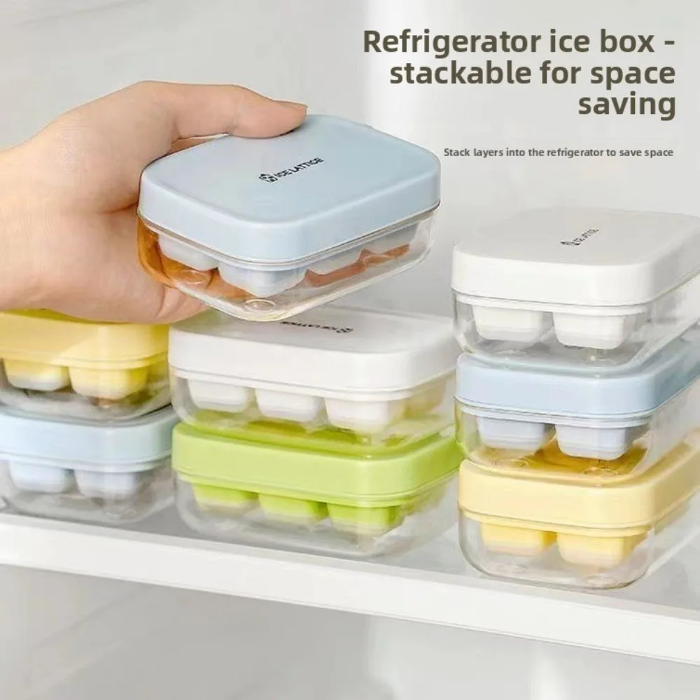 Food Grade Silicone Ice Cube Tray with Lid, Mini Press Type Stackable Ice Mold, Easy Release Refrigerator Ice Maker for Home Bar