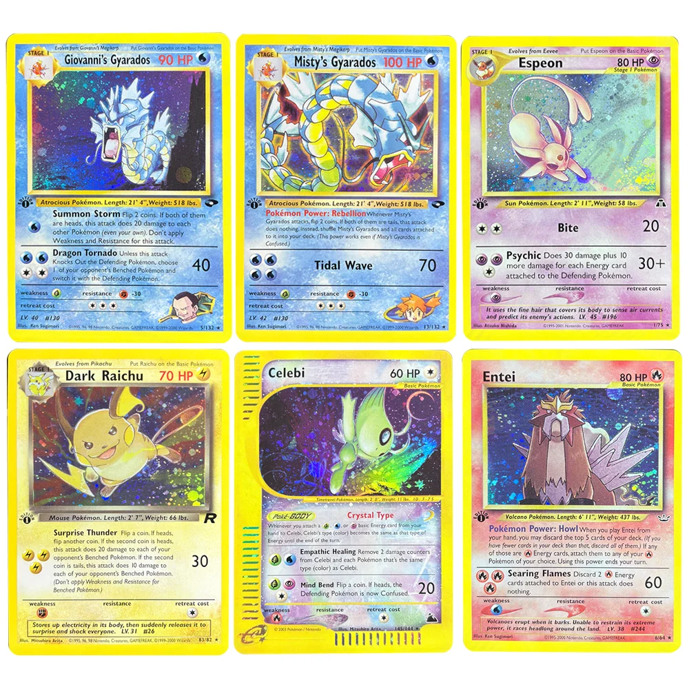 PTCG Proxy Cards Pokémon Base Set Single Flash Cards Shining Entei Eapeon Celebi Lugia Wigglytuff Game Collection Cards
