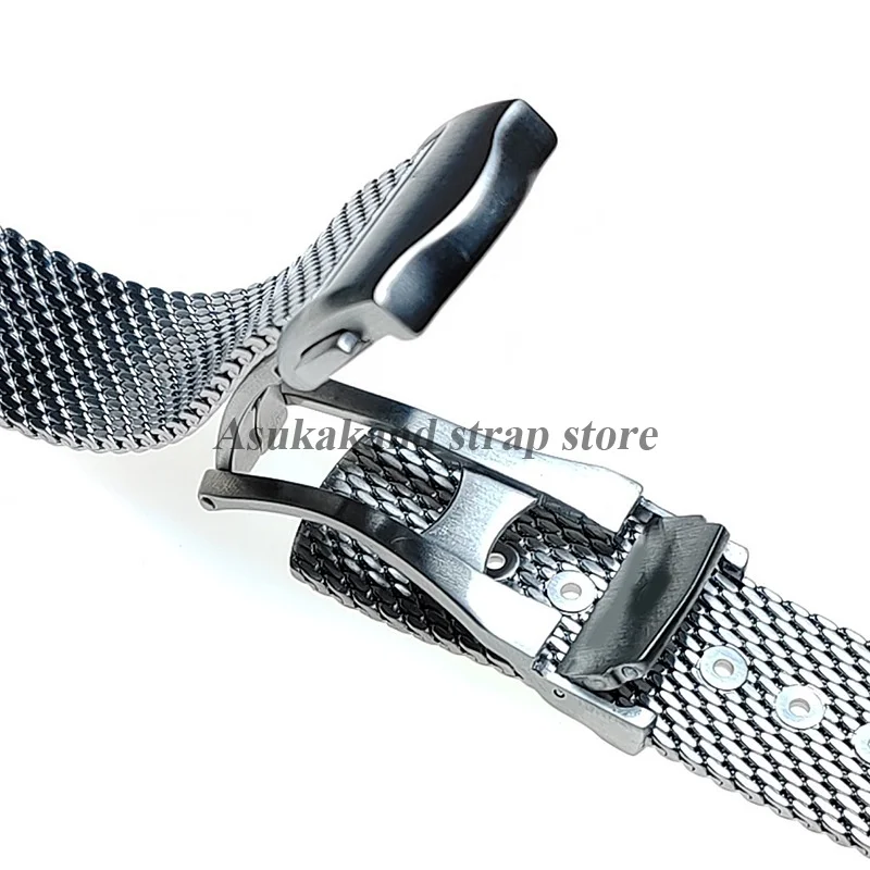 Hochwertiges 20-mm-Uhrenarmband aus Edelstahl für Omega Seamaster 007 Milanese Mesh Metallarmband Faltschließe Bandzubehör