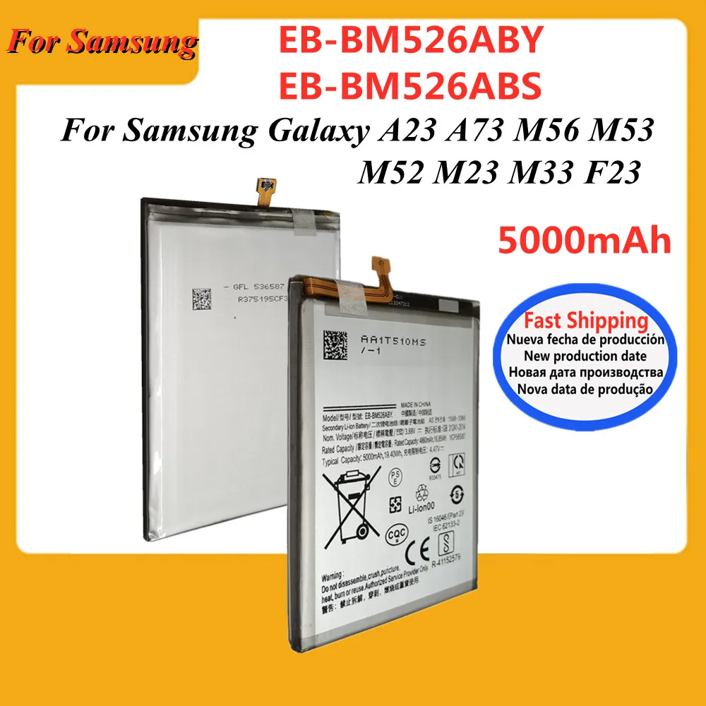 EB-BM526ABY 5000mAh Akku BM526ABS für Samsung Galaxy M52 M53 M23 F23 5G A73 A23 Handy-Akkus
