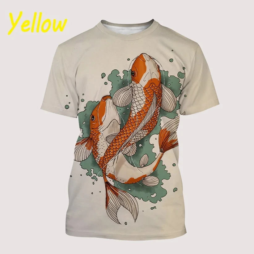 Koi Fish Lucky Fish 3D Print Summer Men Women Crew Neck T-shirt Casual Short Sleeve Streetwear Oversized Tops Fashion Clothing