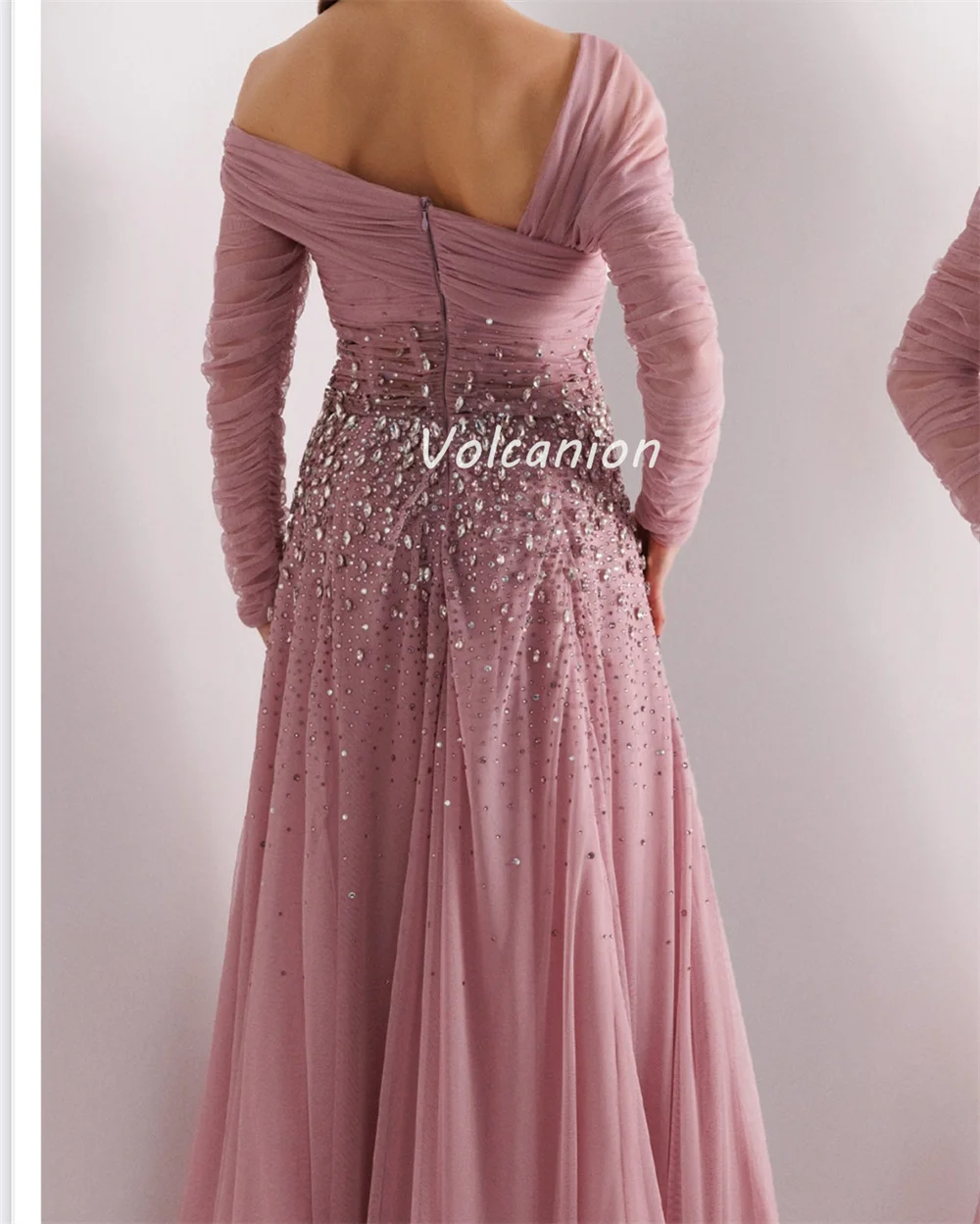 Customized Intricate Sparkle Chiffon Rhinestone Beading Ruched Ball Gown Off-the-shoulder Long Dresses Bespoke Occasion Dresses