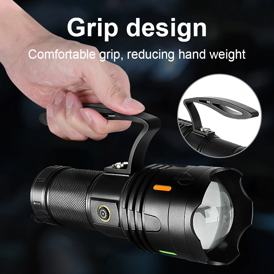 عالية الطاقة سبيكة مصباح يدوي دورية يده مصباح يدوي 10000mAH قابلة للشحن البحث الشعلة لدورية البحث الإضاءة في حالات الطوارئ