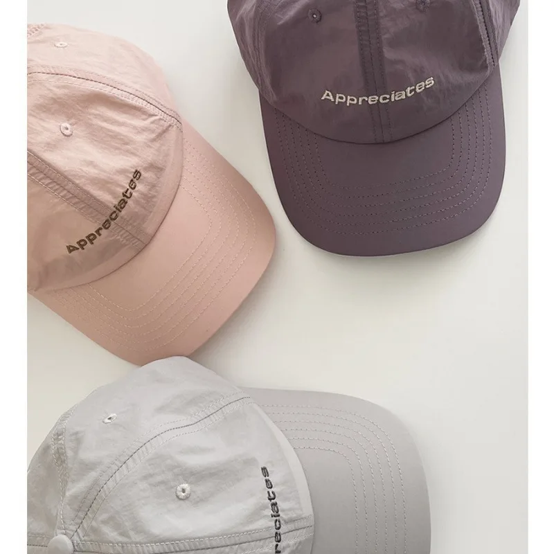 Summer Light and Breathable Quick-drying Cap Korean Version Embroidered Letters Soft Top Curved Brim Sunshade Baseball Cap