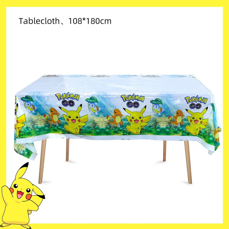 Pokemon Verjaardagsfeestje Decoratie Pikachu Wegwerp Servies Cup Servet Plaat Tafelkleed Baby Douche Cake Topper Vlag Ballonnen