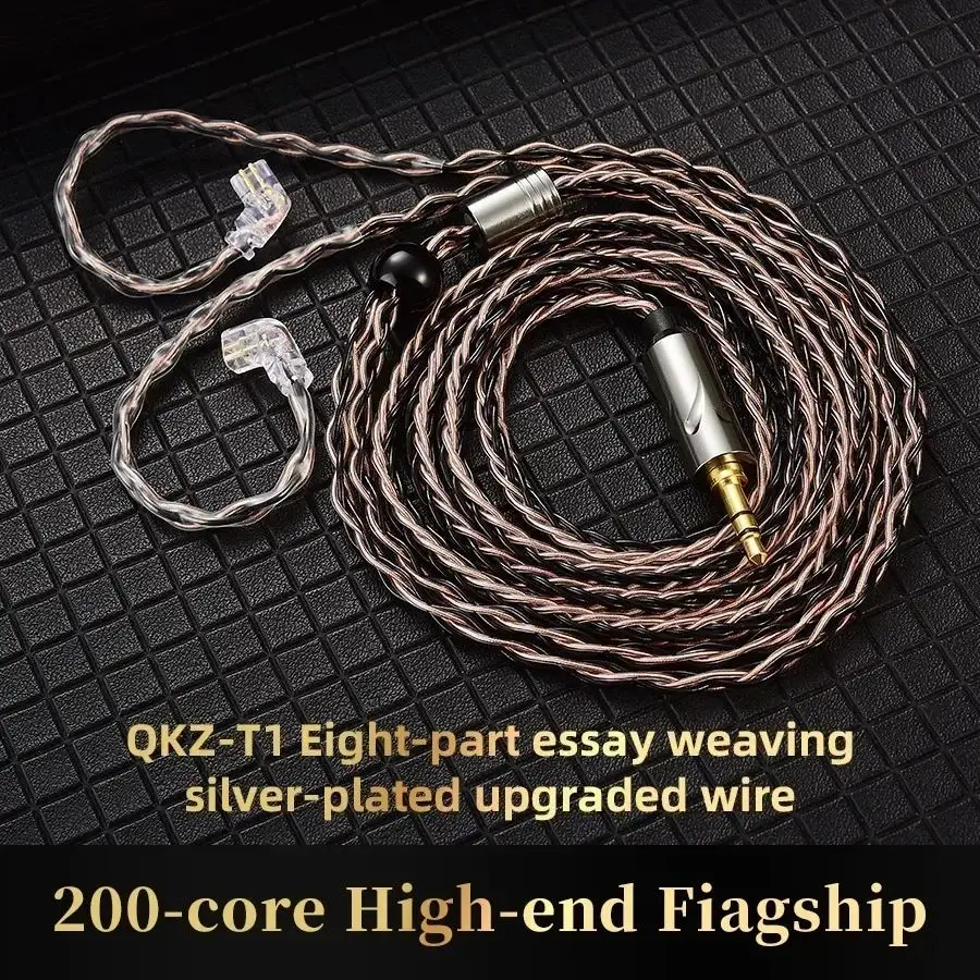QKZ T1 Earphones Upgrade Cable 8-Pin QDC Silver-Plated Copper 3.5mm Plug 0.75 2-Pin IEM Earbuds Headphones Headsets view 4