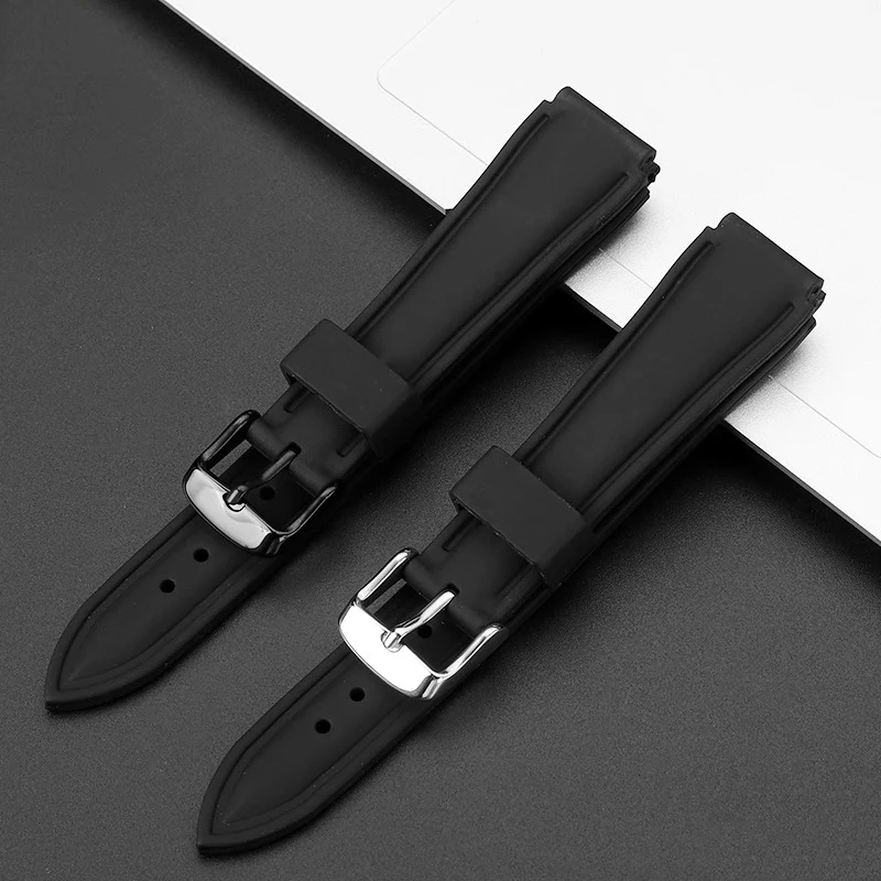 Correa de reloj de goma negra de 18mm adecuada para relojes cuadrados pequeños Casio AE1200/1300 SGW400 AQ-150W A158W A168 correa de reloj de silicona