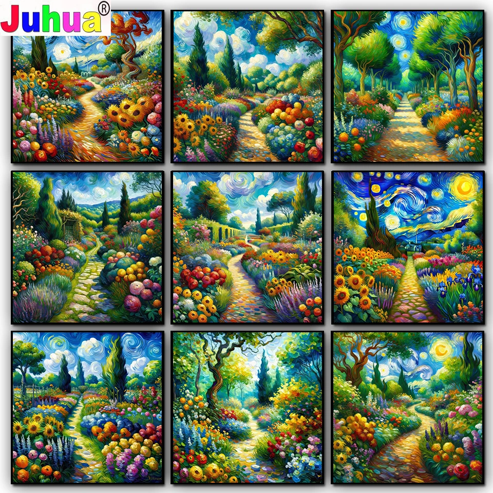 

Starry Sky Garden Van Gogh diamond painting new 2024 Full Square Round diamond mosaic Flowers Diy Jewelry cross stitch Home Deco