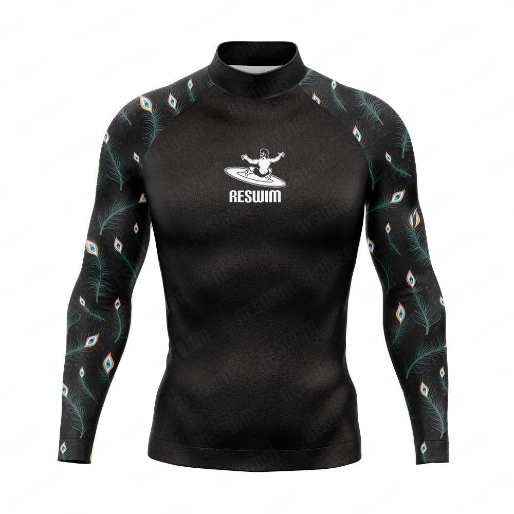 Summer Men's Swimsuit Long Swim Surfing T-Shirts UV Protection New Surf Suit Rash Guards Beach Swim Quick Dry Swimming Swimwear