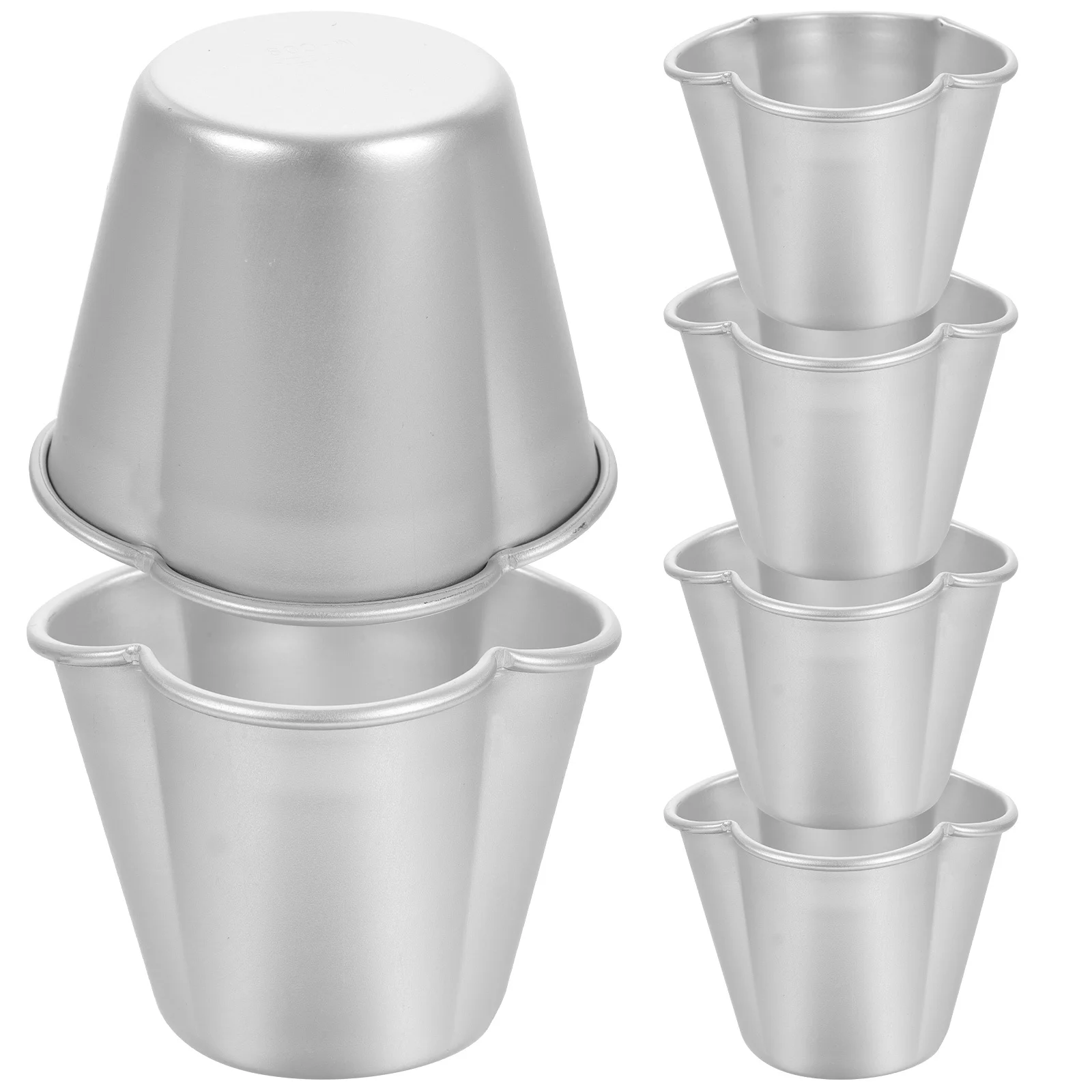 

Aluminum Alloy 6Pcs Muffin Cups Reusable Baking Pans Small Pudding Mold for Steaming Cake Jelly Making Kitchen Bakeware Set