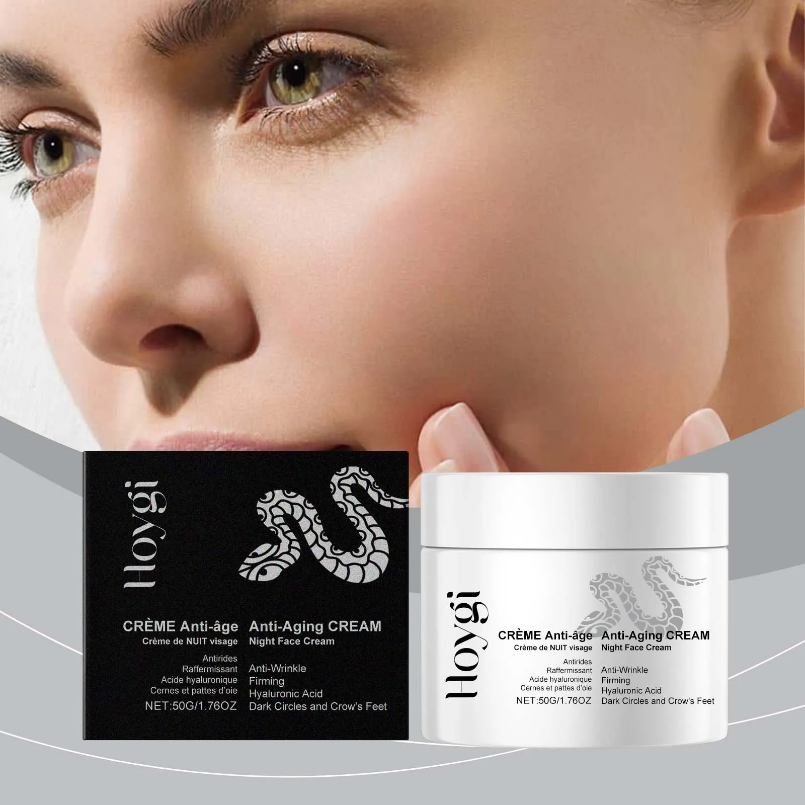 "Noktowizor przeciwstarzeniowy z kwasem hialuronowym - ujędrniający i zmniejszający zmarszczki krem ​​do twarzy na cienie pod oczami i zmarszczki - Intense Hy