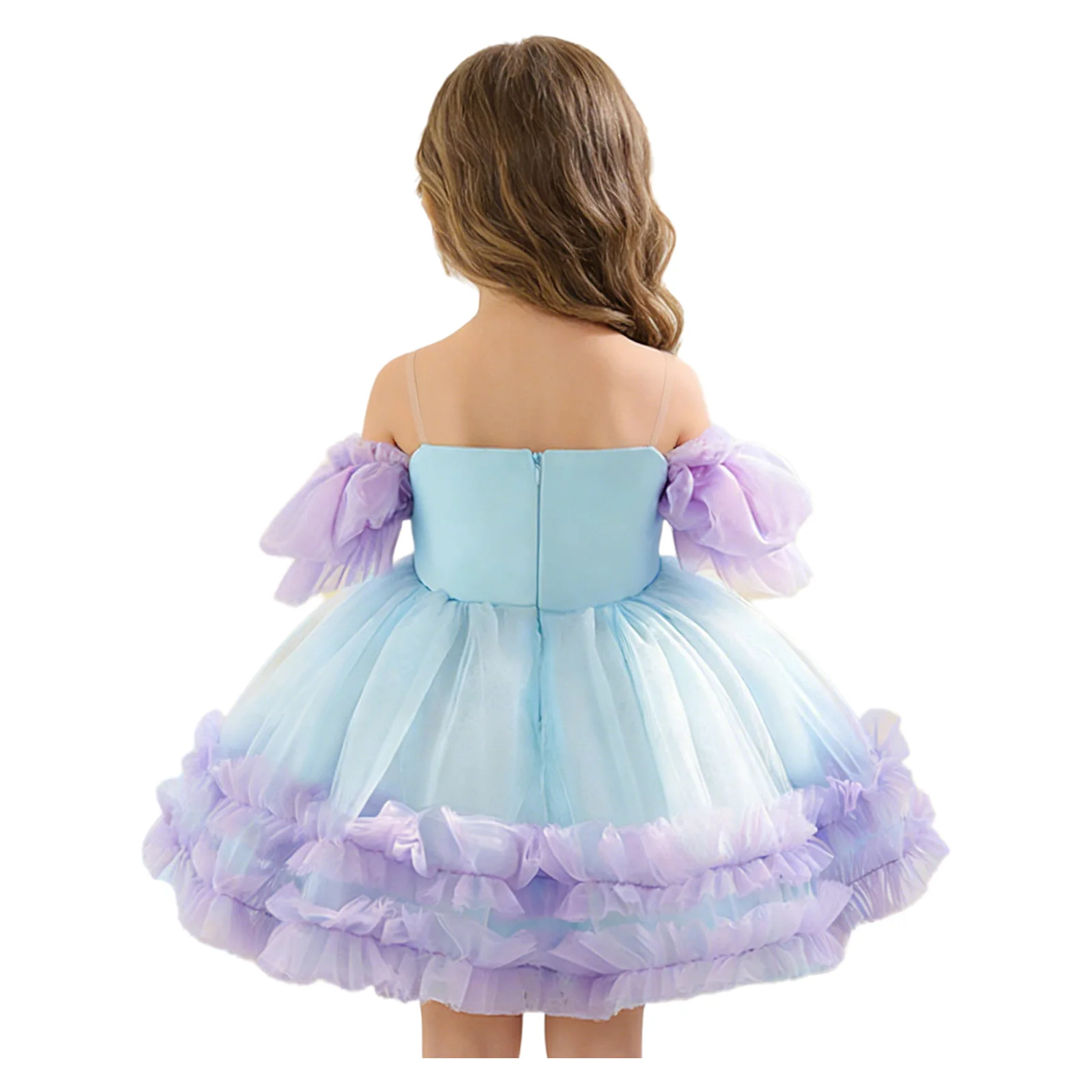 

Girls Halloween Mermaid Cosplay Costume Sequins Fish Scale Ballet Leotard Tutu Dress Off Shoulder Puff-sleeve Princess Dresses