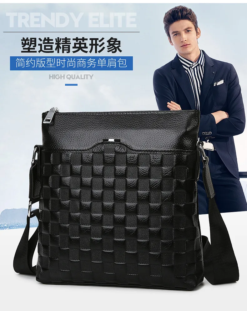 Head layer cowhine men's vertical business large capacity gentleman waterproof and wear-resistant one shoulder diagonal span bag