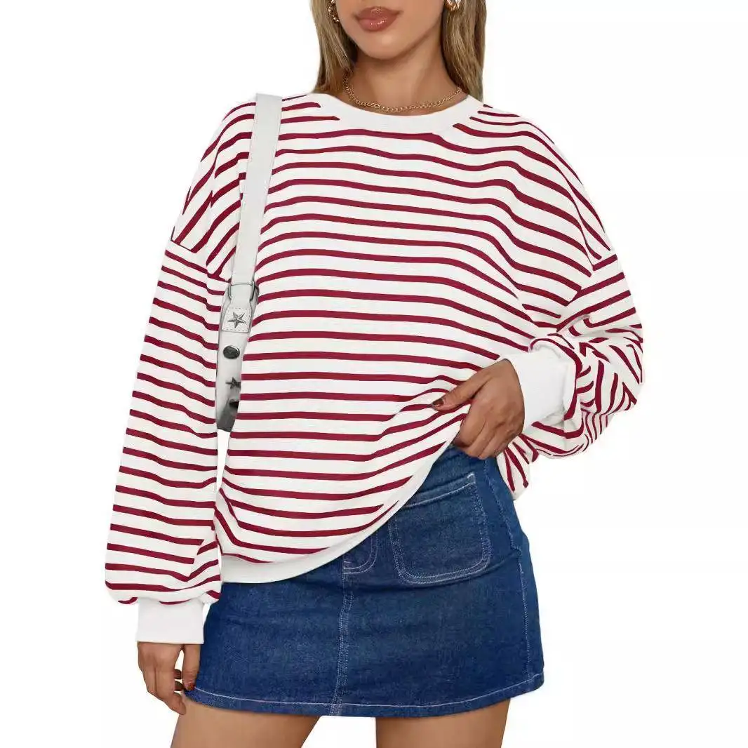 

Loose round Neck Sports Shirt Sweatshirt Women's Autumn Winter New Stripes Design Comfortable Fit Fashionable Ladies...