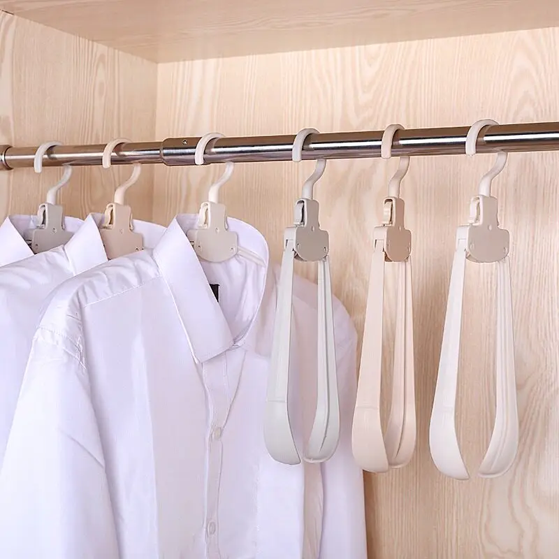Foldable Clothes Hanger Wide Shoulder Non Slip Quick Release Portable Clothing Rack for Home Dorm Travel Clothes Storage