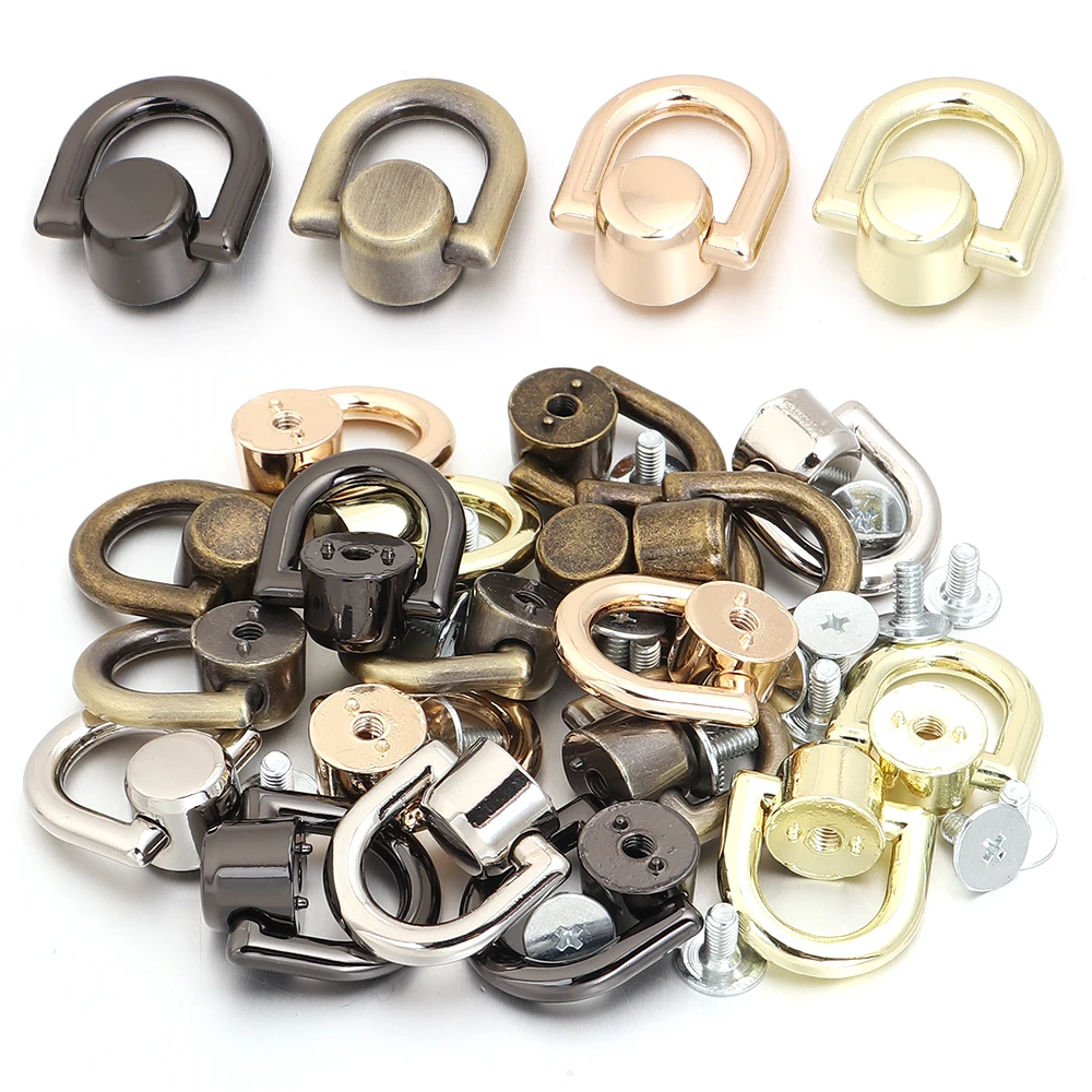 D-shaped Ring Bag Side Clip Buckles Retro Metal Double D Buckle Handbag Chain Handles Connector Bag Strap Hardware Accessories