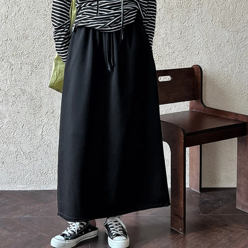 Spódnica damska HKSH Luxi Fashion, codzienna, o luźnym kroju, w kształcie litery A, z podwiniętym brzegiem, wyszczuplająca, z elastyczną talią, idealna na jesień, model HK11735