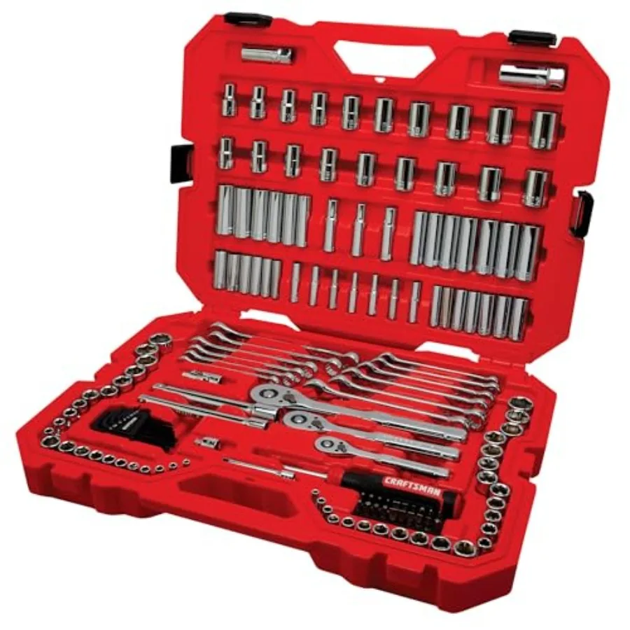 

Socket Set, 159 Piece Socket Wrench Set Mechanics Tools 1/4-in., 3/8-in., and 1/2-in,6 Point and 12 Point (CMMT12125