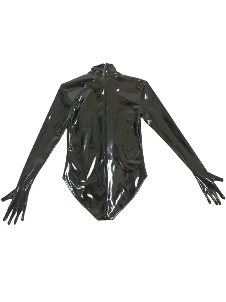 S-5XL للجنسين أصابع Catsuit نظرة الرطب PVC ارتداءها لامعة بولي Leather الجلود يوتار الجوارب الساخن مثير تأثيري الجسم الدمى ملابس السباحة قمصان #2
