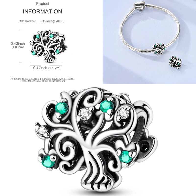 925 Sterling Silber Lebensbaum Anhänger Familie Unendlichkeit Herz CZ Zirkon Perle Passend für Original Armband DIY Schmuck Geschenk für Frauen – Detail 9