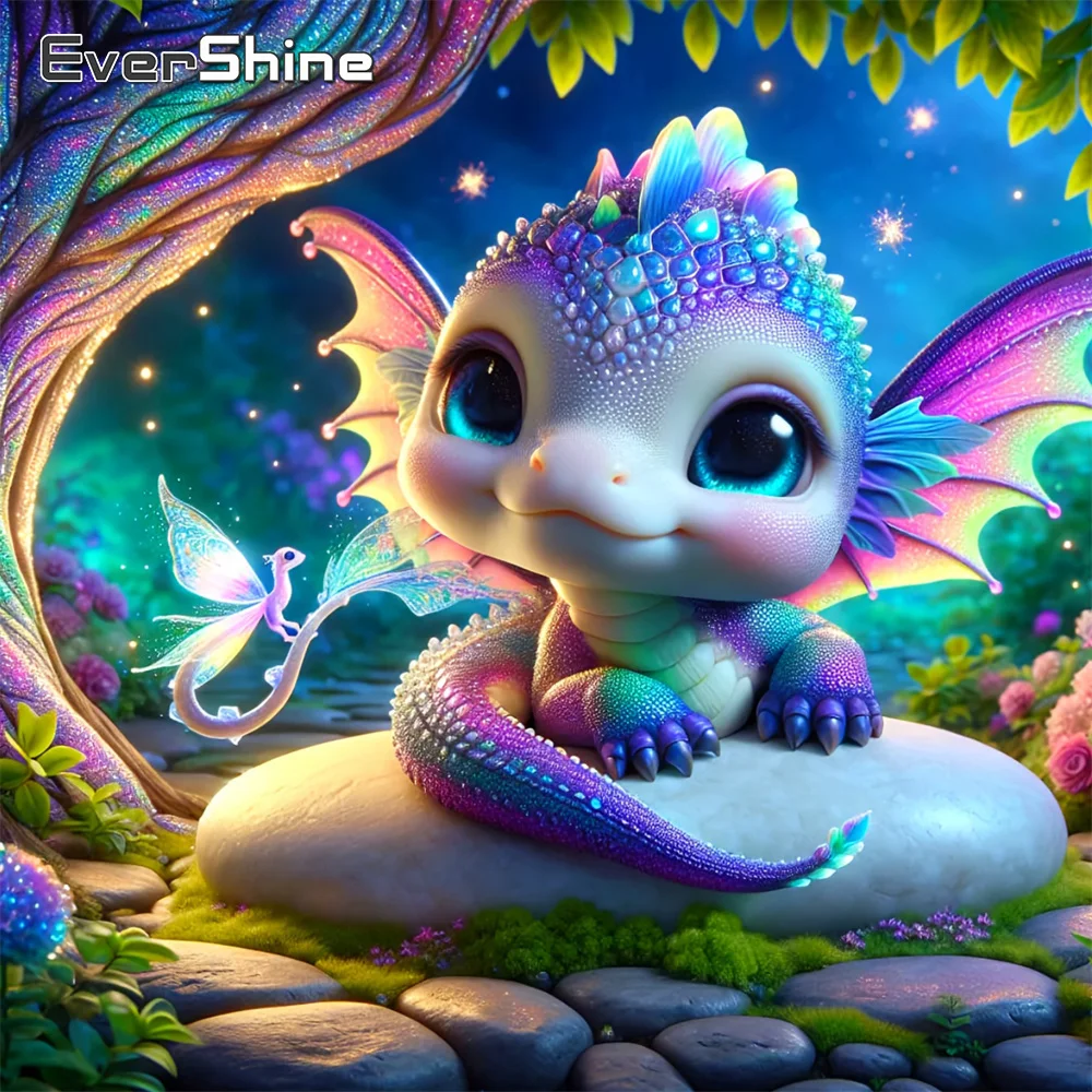 Evershine Diamant-Stickerei Drachen-Gemälde Tier Vollquadrat-Strass-Mosaik Garten Neuerscheinung 5D Handgefertigtes Geschenk