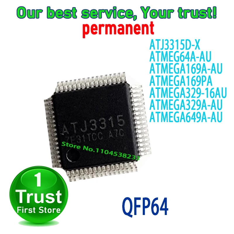 1PCS~5PCS/LOT ATJ3315D-X ATMEGA169A-AU ATMEGA169PA ATMEGA329-16AU ATMEGA329A-AU ATMEGA649A-AU QFP64 NEW and Original in Stock