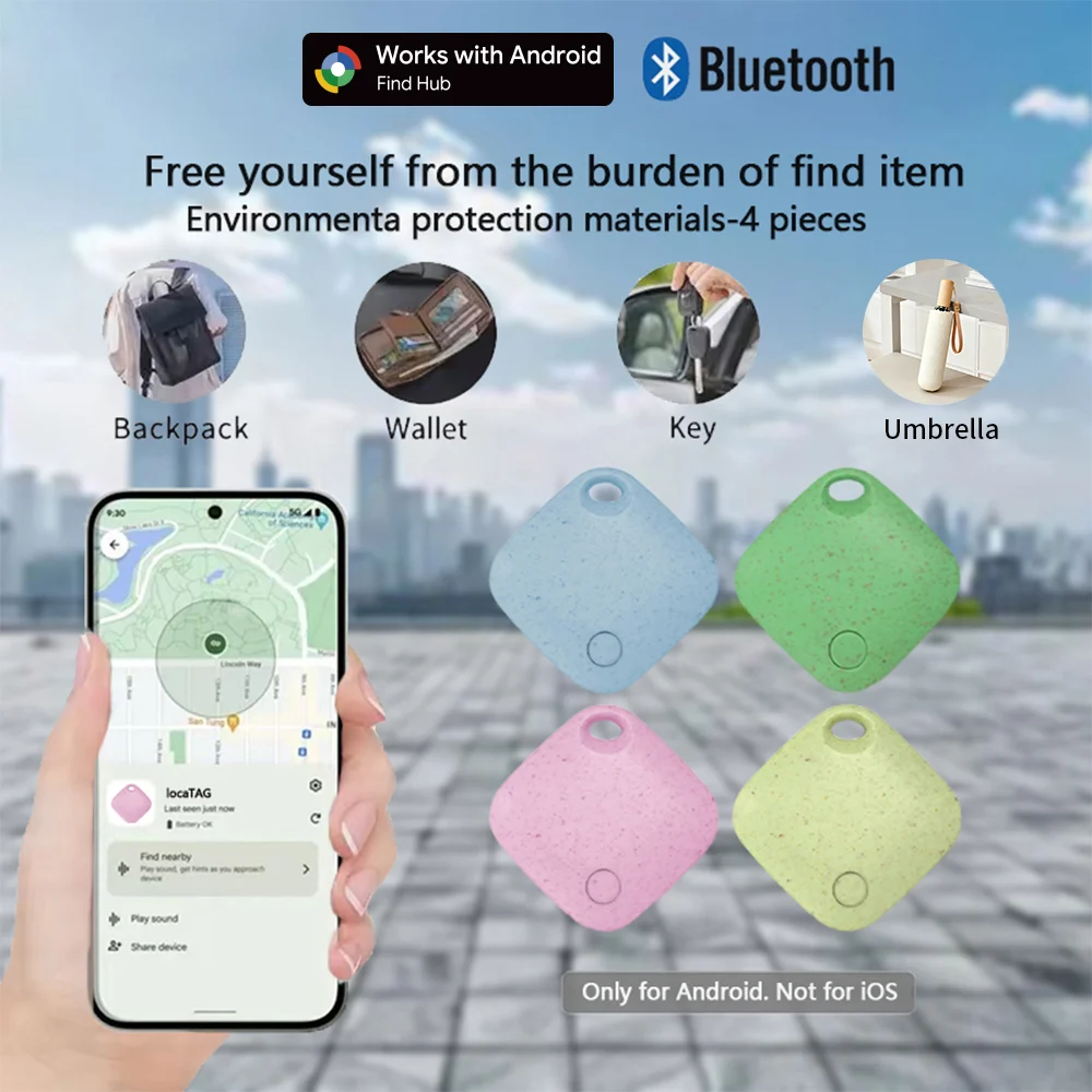 

4-Pack For Android Environmental protection material Bluetooth Smart tag Works for Google Find My Device,for key bag pet wallet