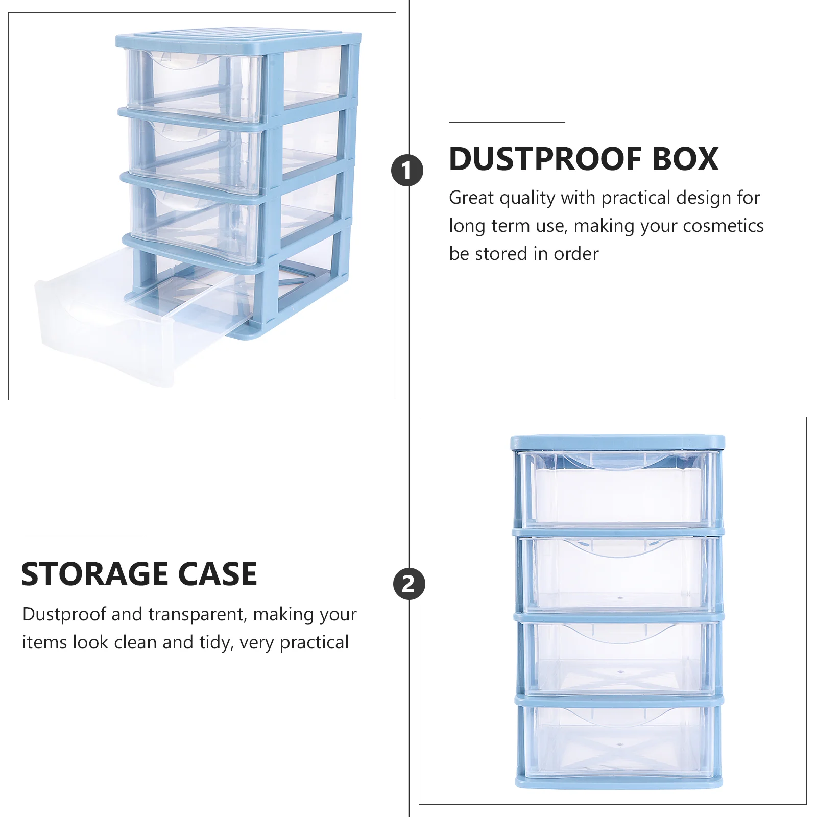 Scaffale Scatola di immagazzinaggio Giocattolo Articoli vari Contenitore Custodia per trucco Rack Cassetto trasparente Design Desktop da ufficio Plastica Pp